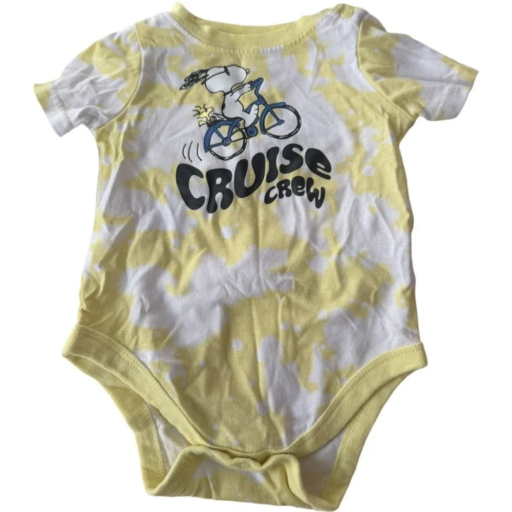 Garanimals x Peanuts Snoopy Cruise Crew Tie Dye Bodysuit 6-9M Yellow White Baby